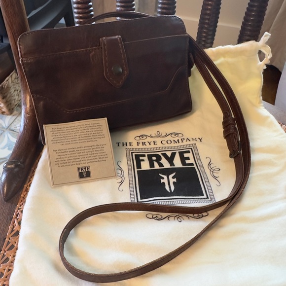 Frye Brown Leather Cross Body or Clutch Bag with Dust Bag - Picture 2 of 8